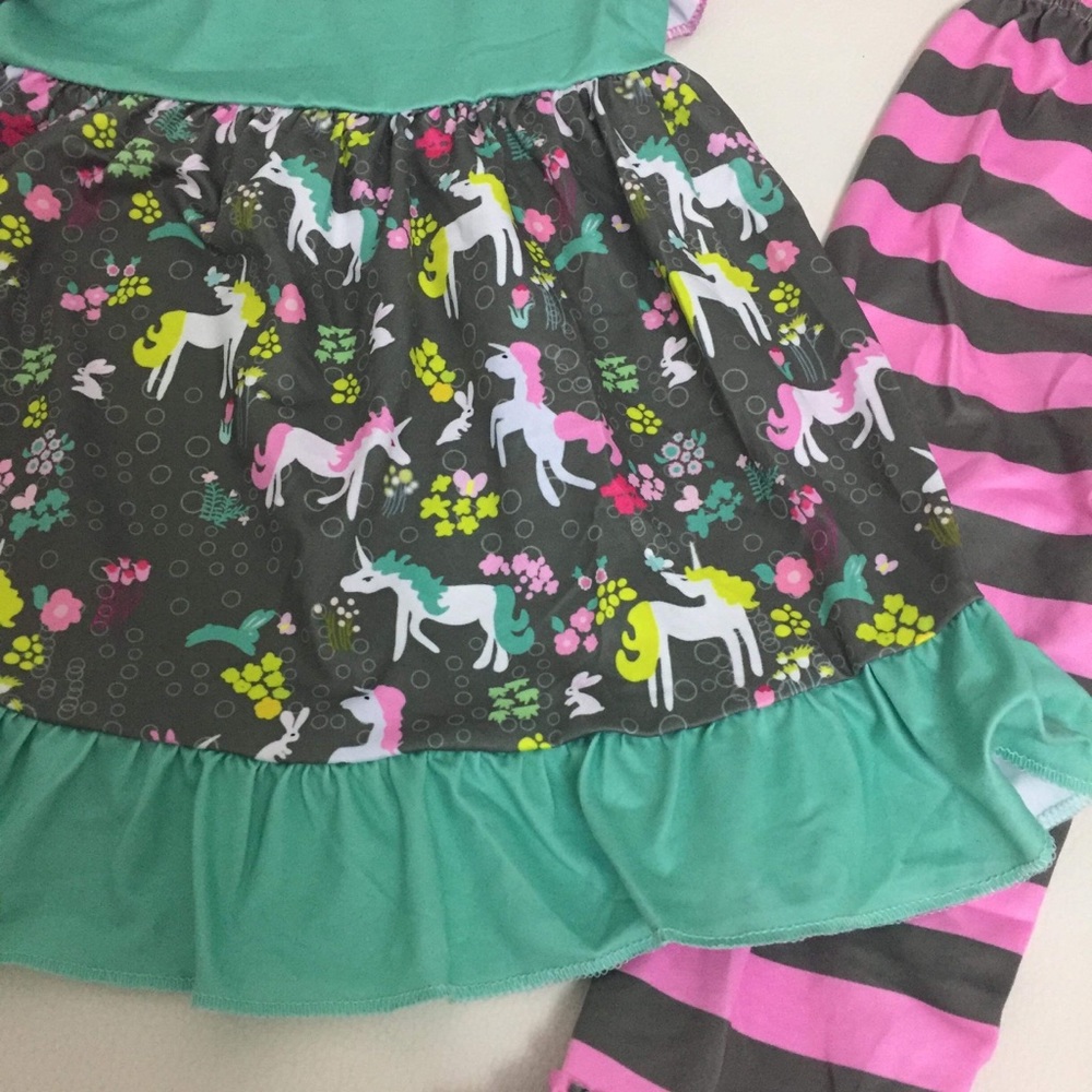 Unicorn cute ruffle sleeveless top pants set - Picture 6 of 7